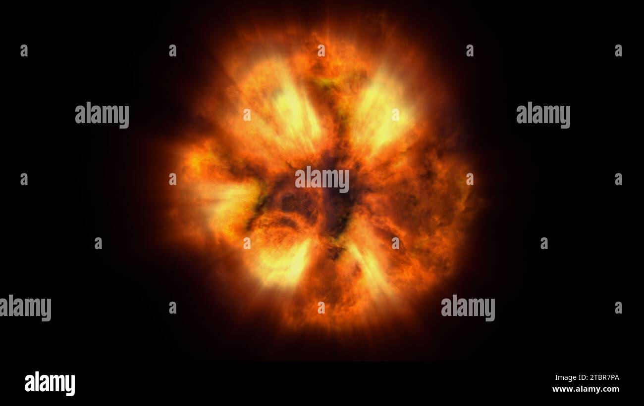 fire flame ball explosion in space, abstract illustration Stock Photo ...
