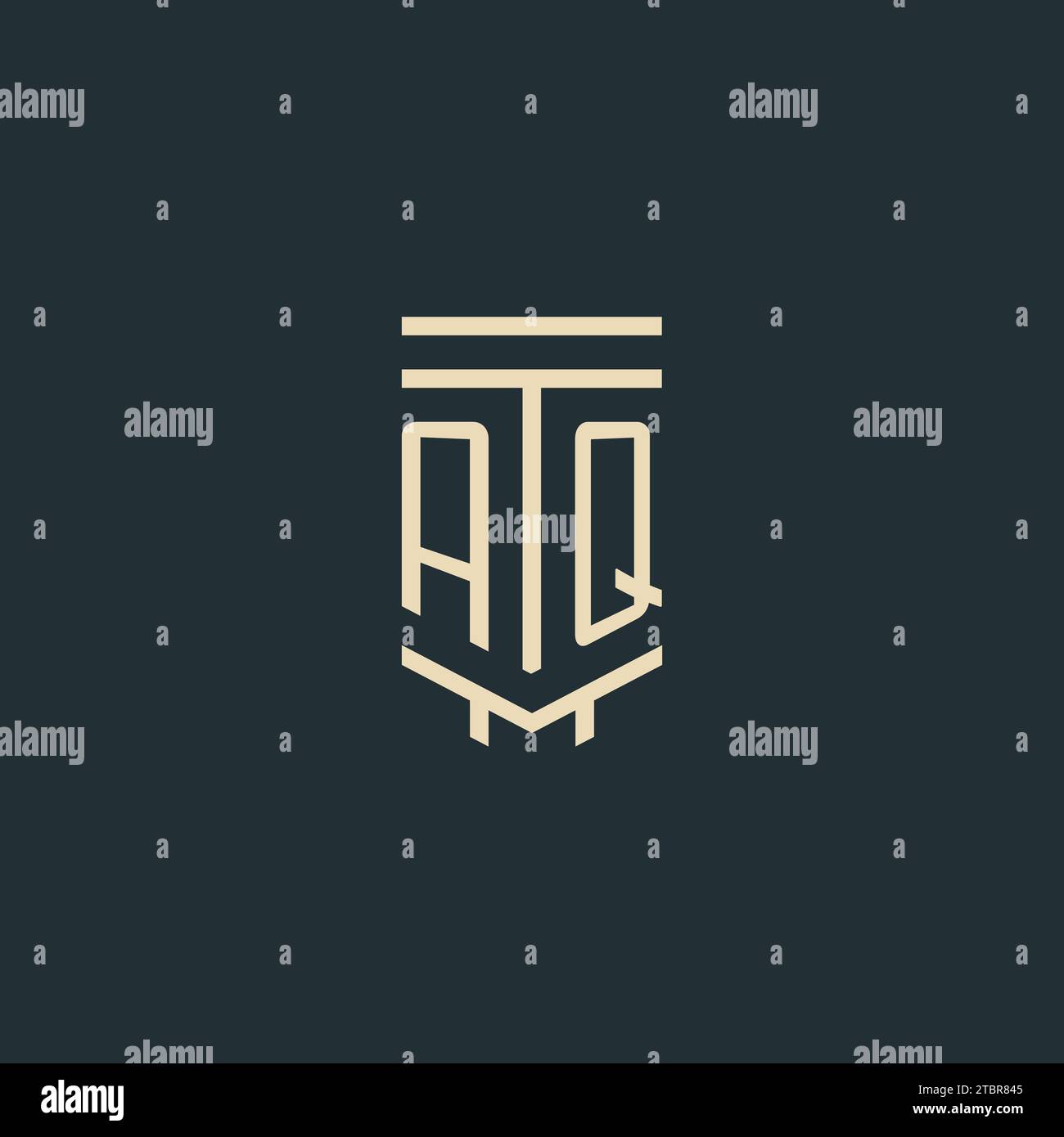 AQ initial monogram with simple line art pillar logo design ideas Stock Vector