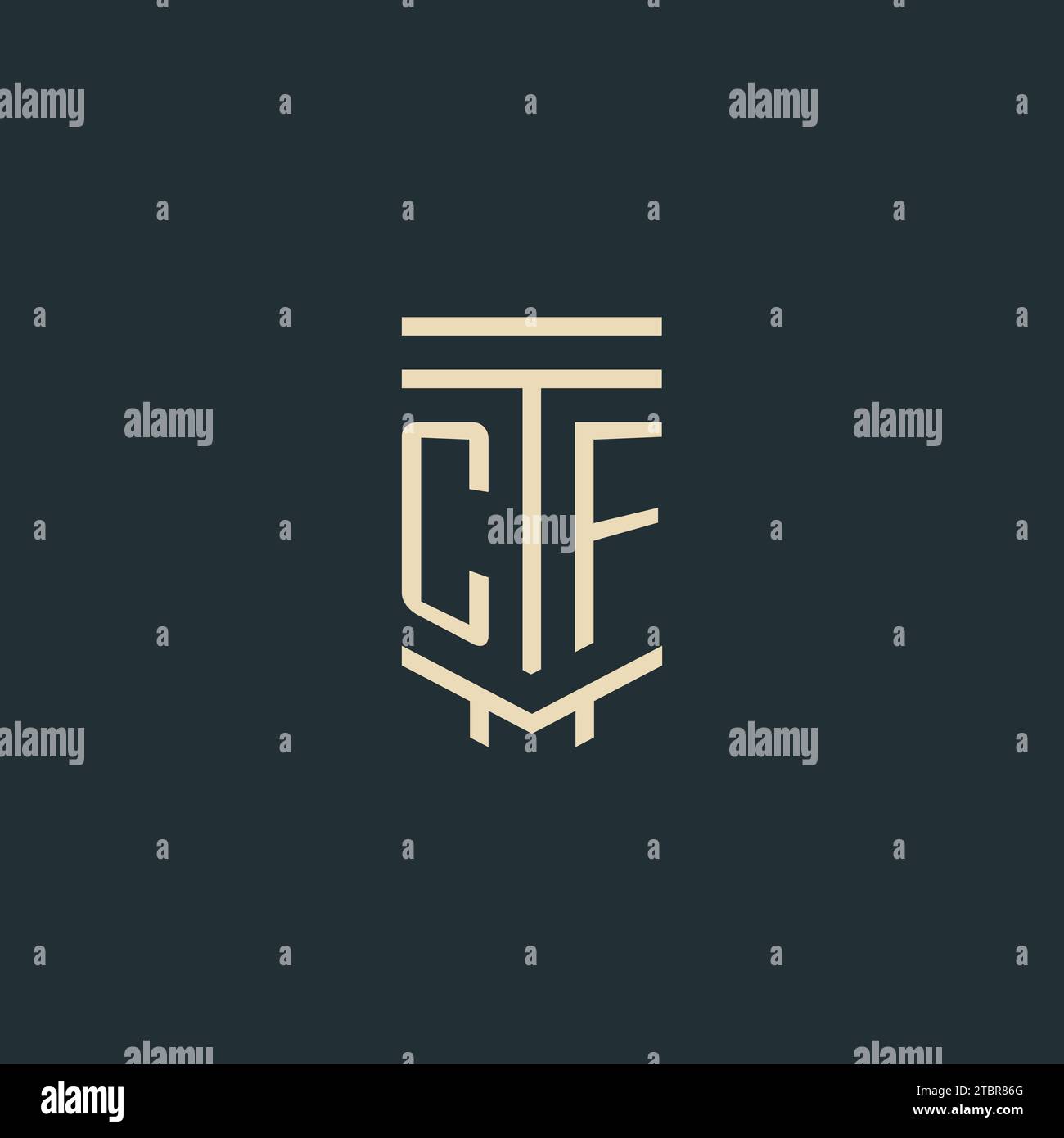 CF initial monogram with simple line art pillar logo design ideas Stock Vector