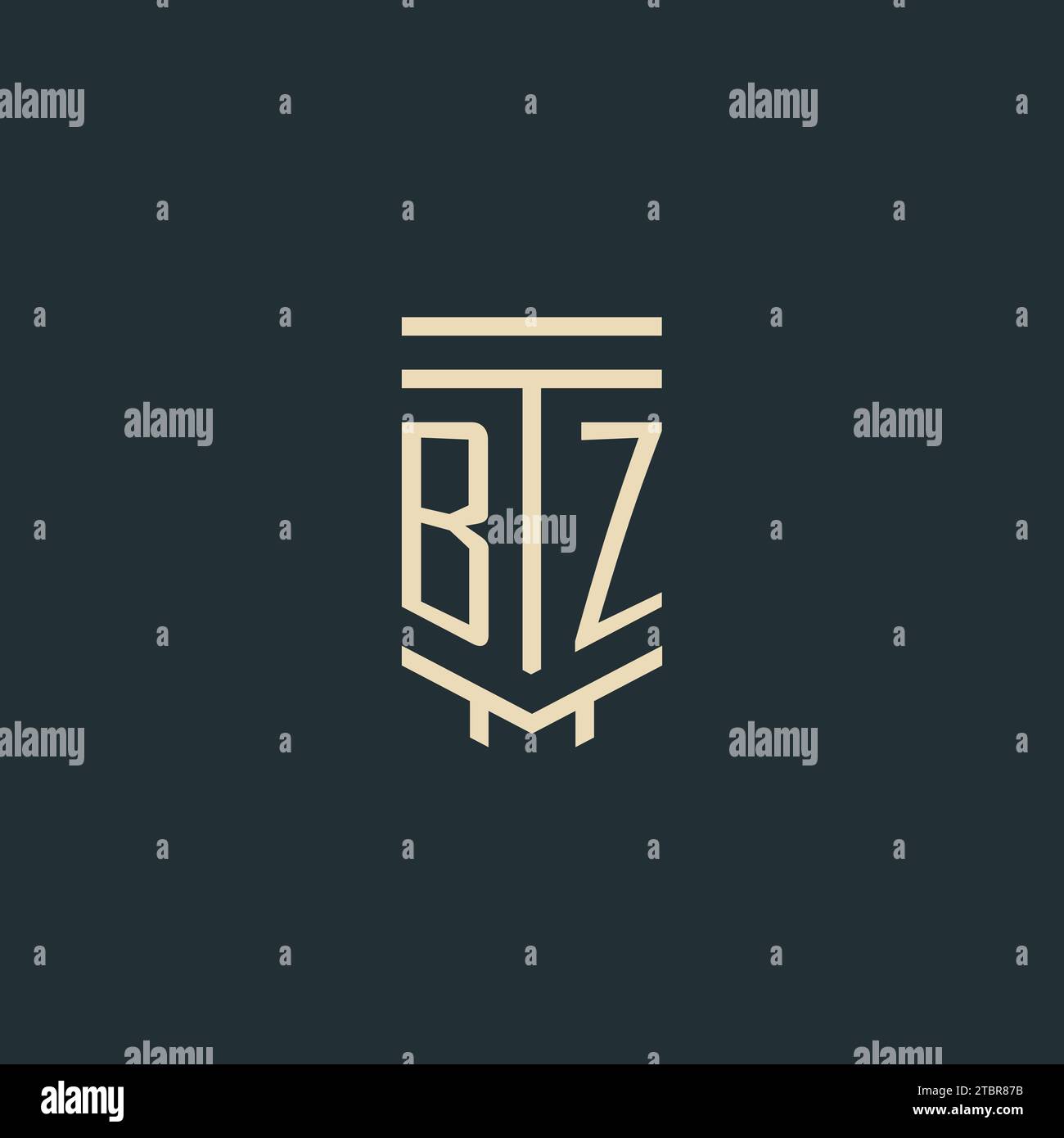 BZ initial monogram with simple line art pillar logo design ideas Stock Vector