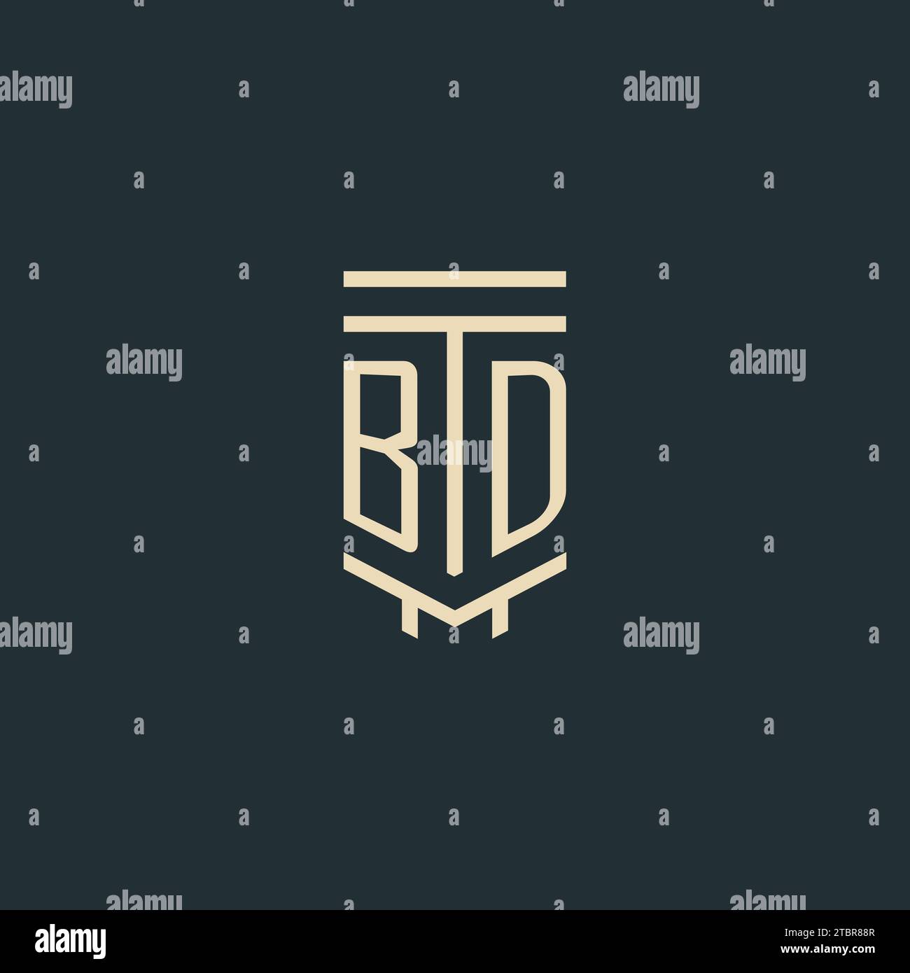 BD initial monogram with simple line art pillar logo design ideas Stock Vector