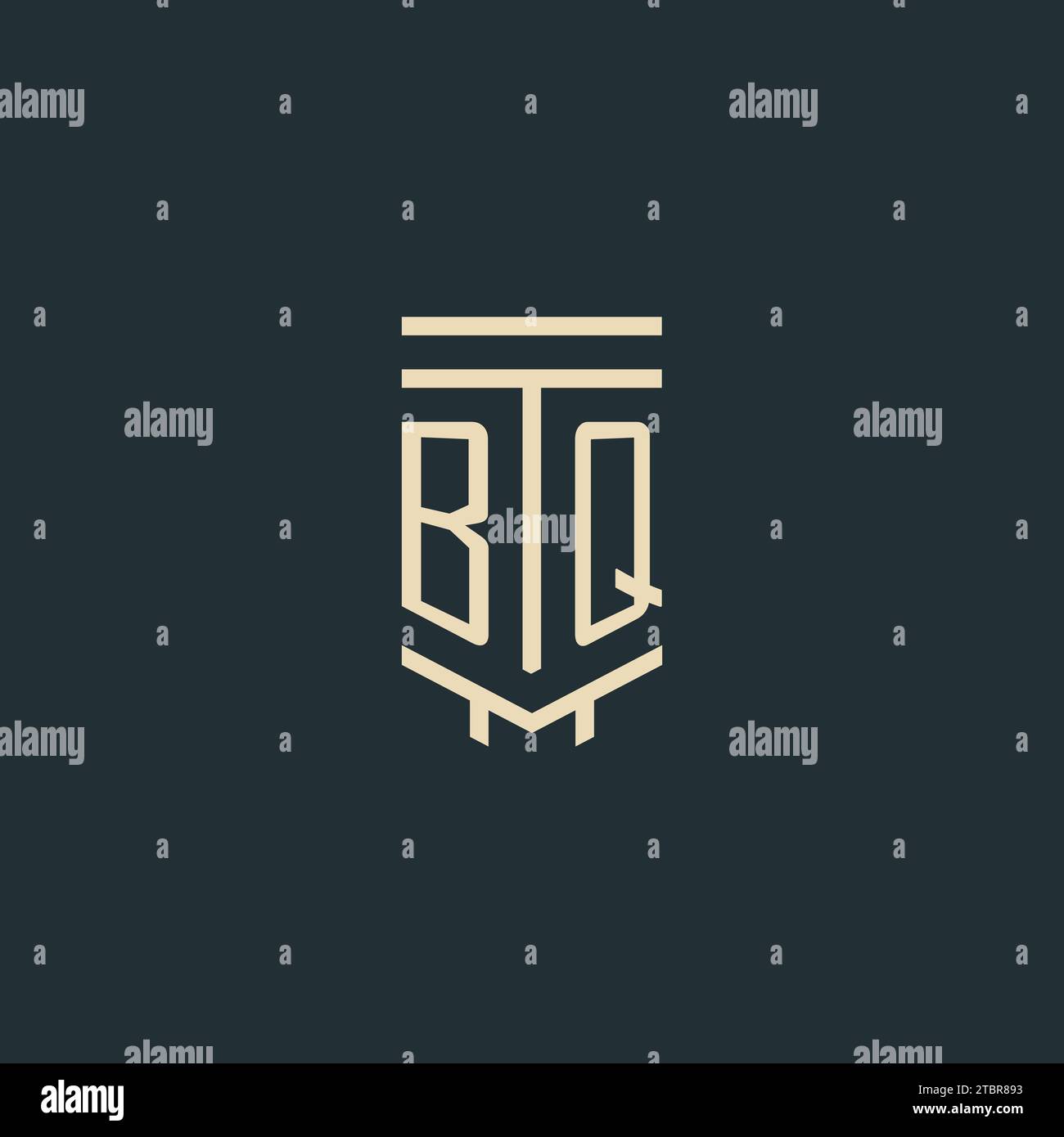 BQ initial monogram with simple line art pillar logo design ideas Stock Vector