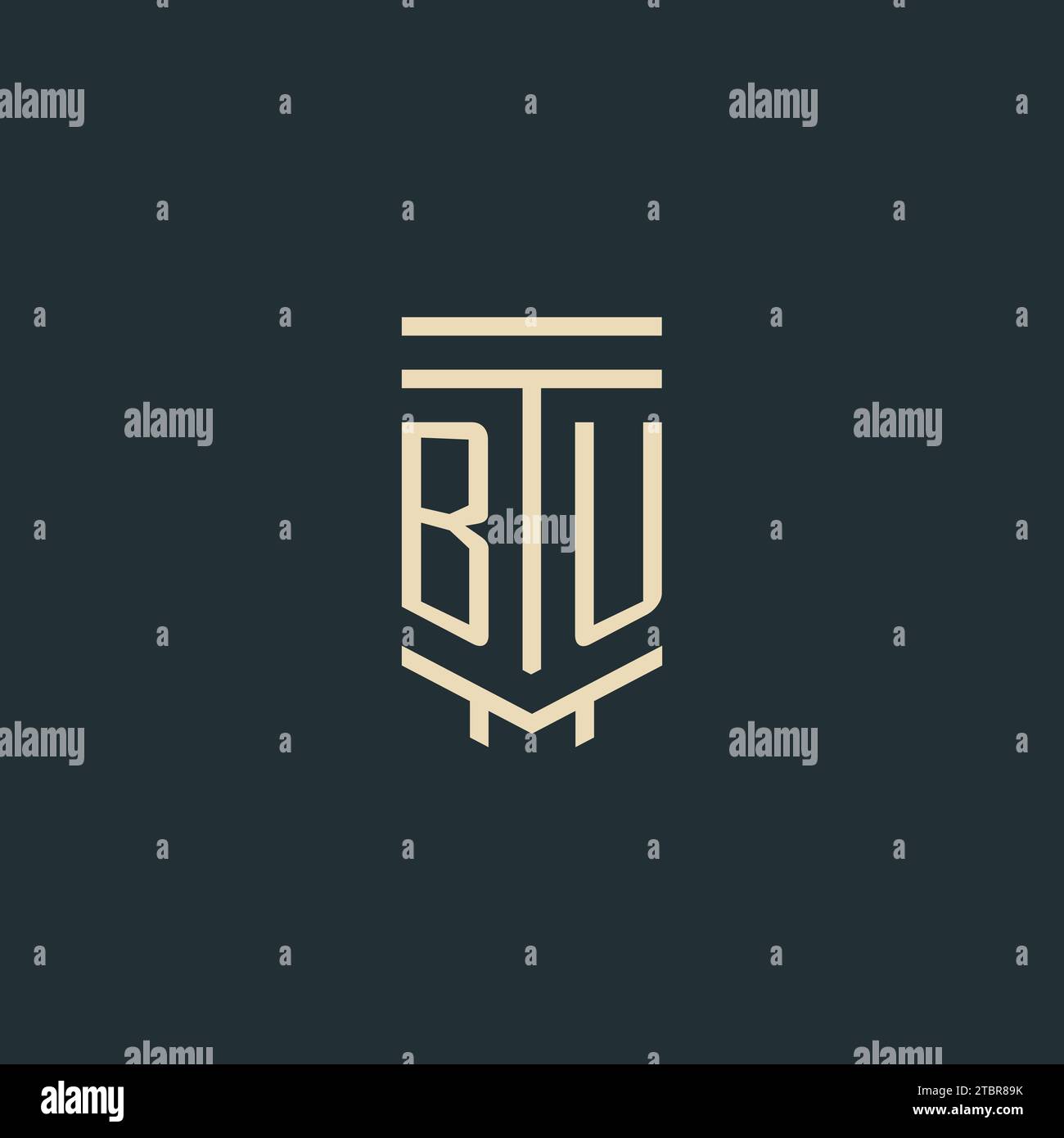 BU initial monogram with simple line art pillar logo design ideas Stock Vector