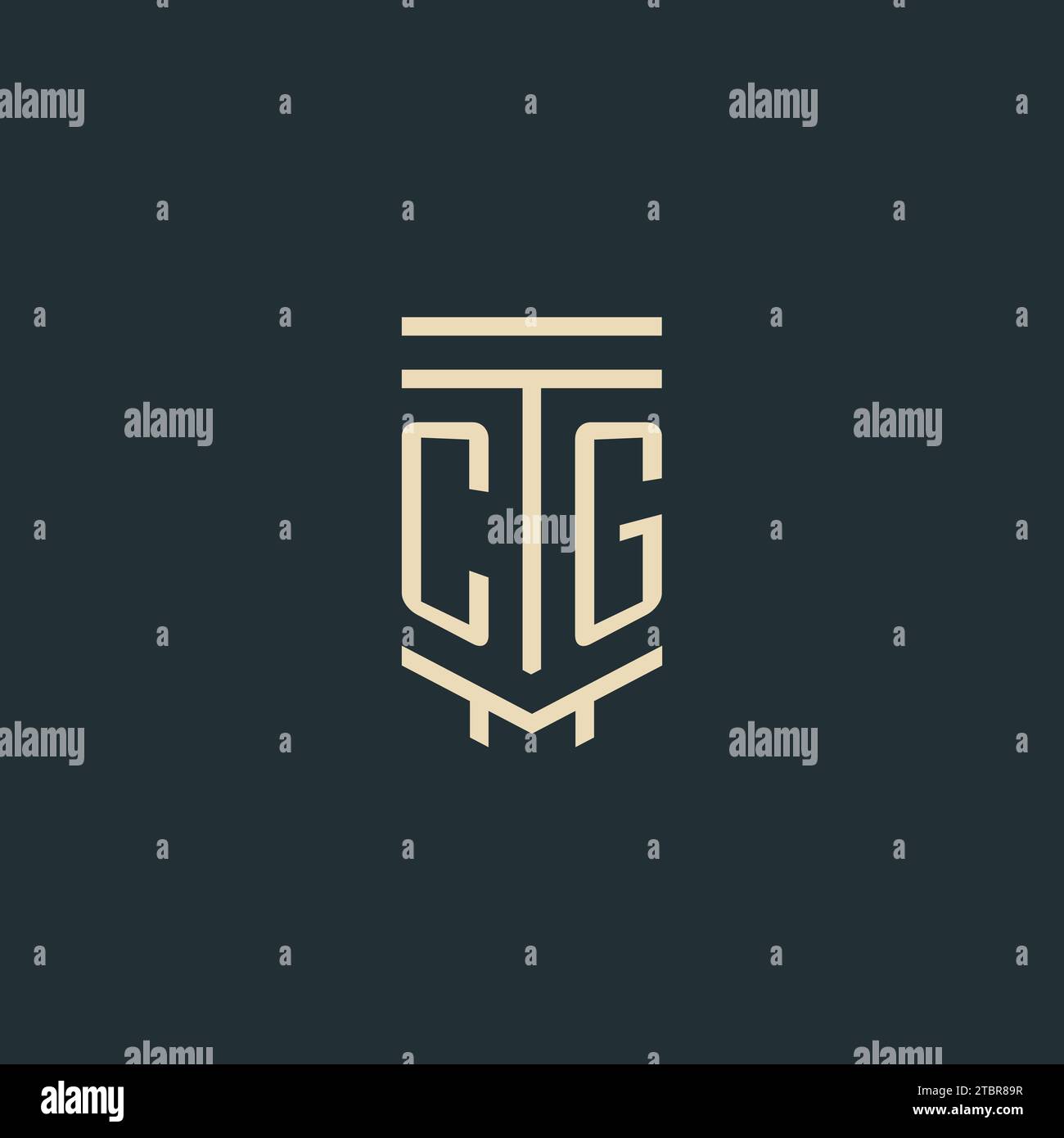 CG initial monogram with simple line art pillar logo design ideas Stock Vector