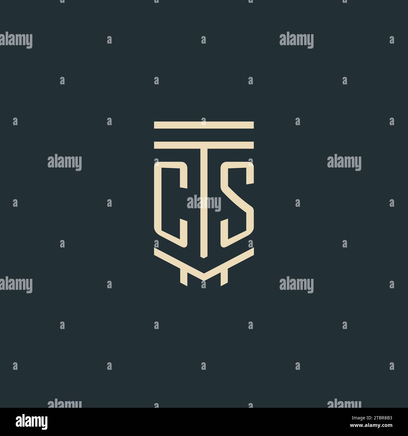 CS initial monogram with simple line art pillar logo design ideas Stock Vector