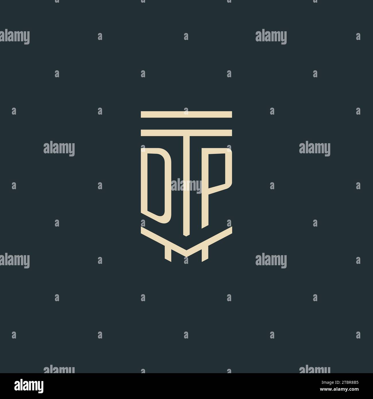 DP initial monogram with simple line art pillar logo design ideas Stock Vector