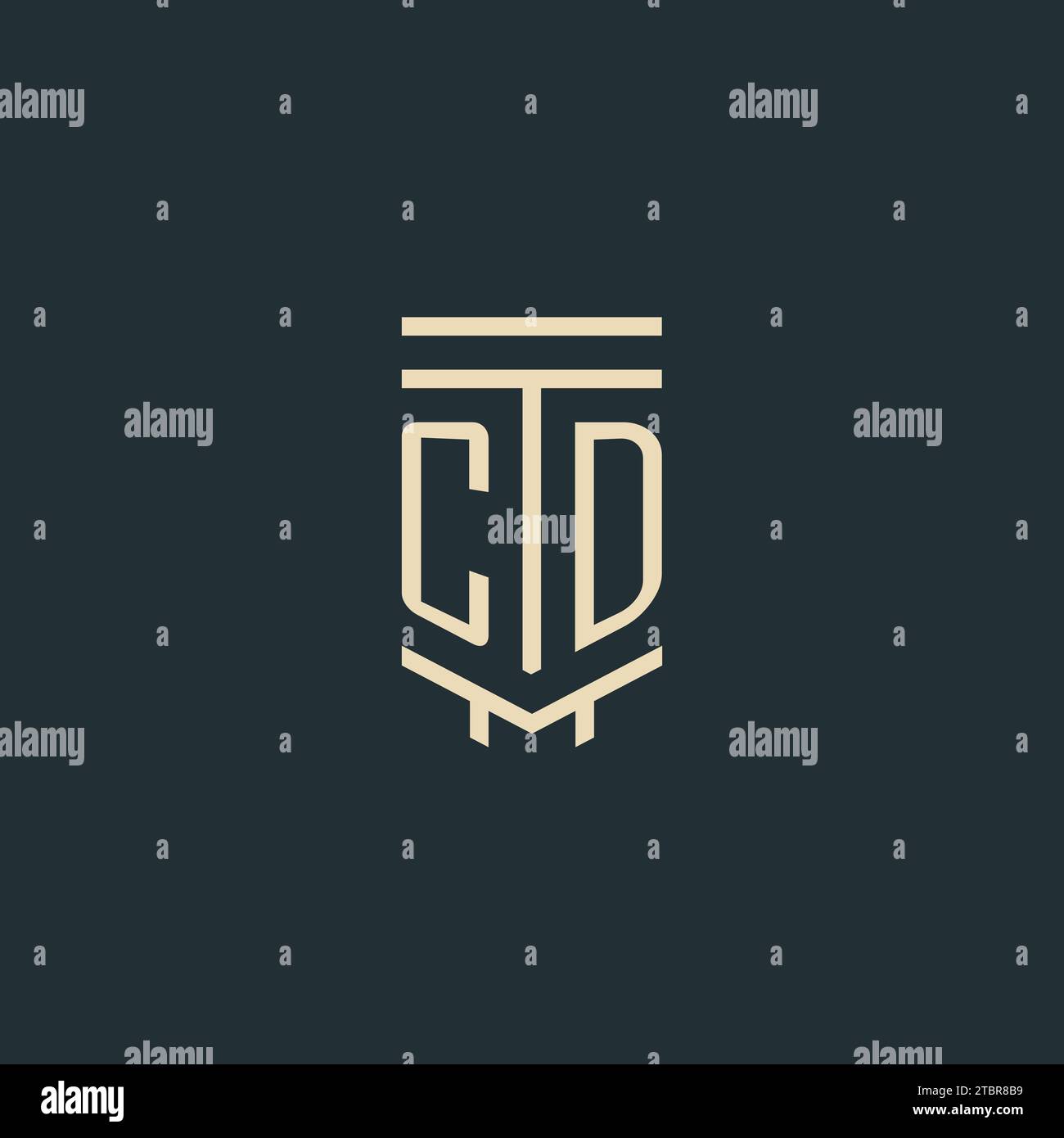 CD initial monogram with simple line art pillar logo design ideas Stock Vector