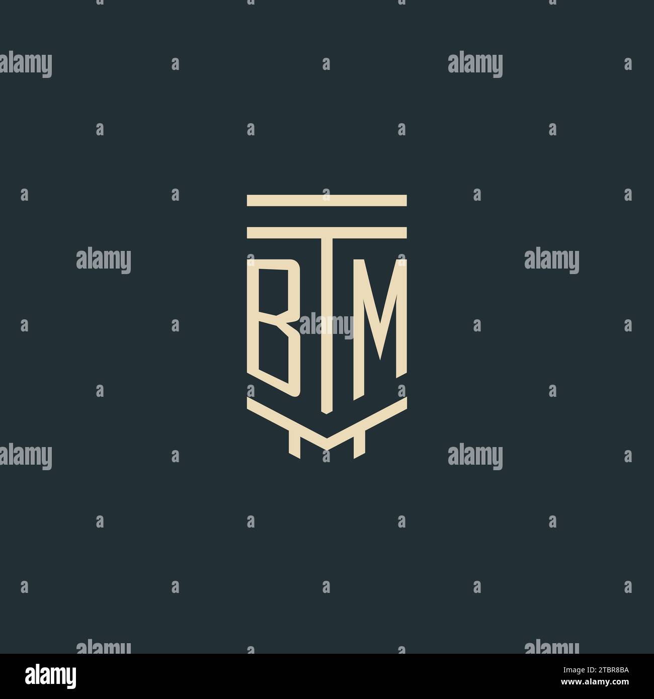 BM initial monogram with simple line art pillar logo design ideas Stock Vector