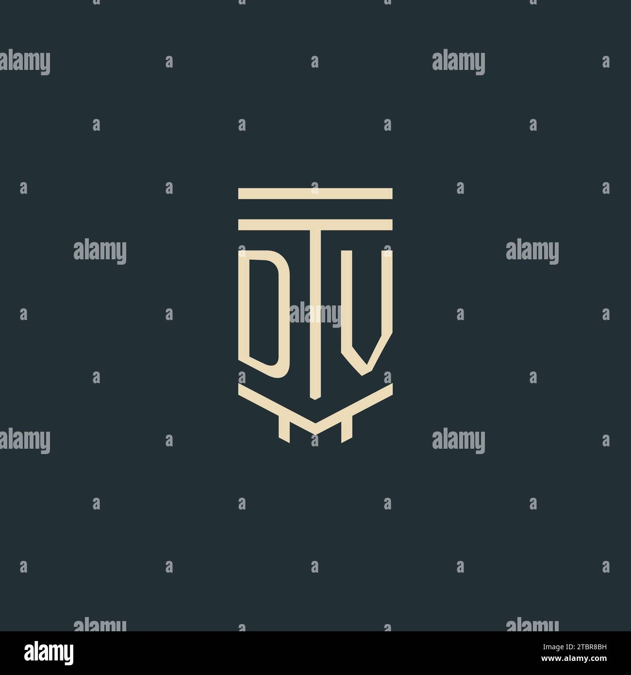 DV initial monogram with simple line art pillar logo design ideas Stock Vector