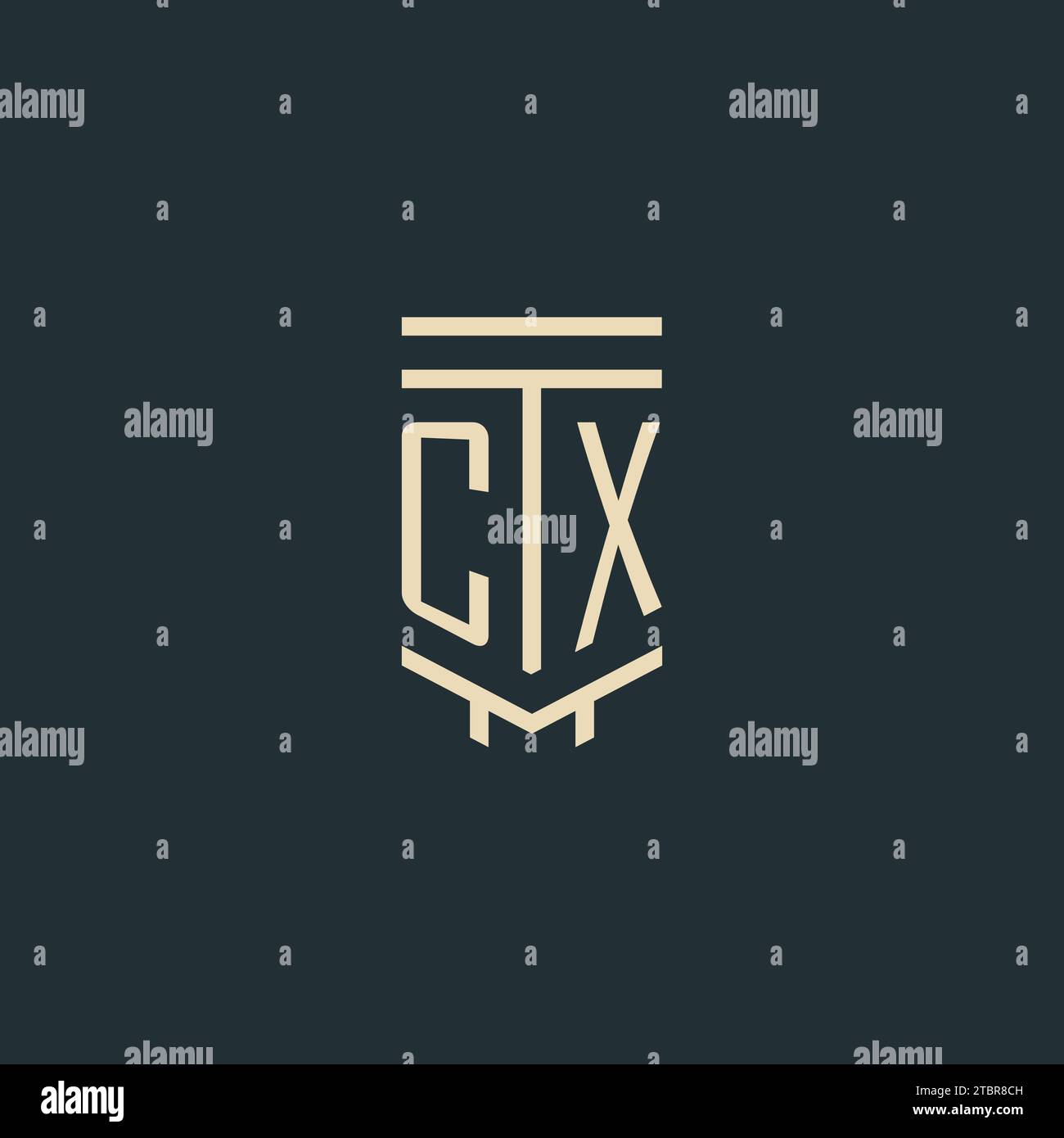 CX initial monogram with simple line art pillar logo design ideas Stock Vector