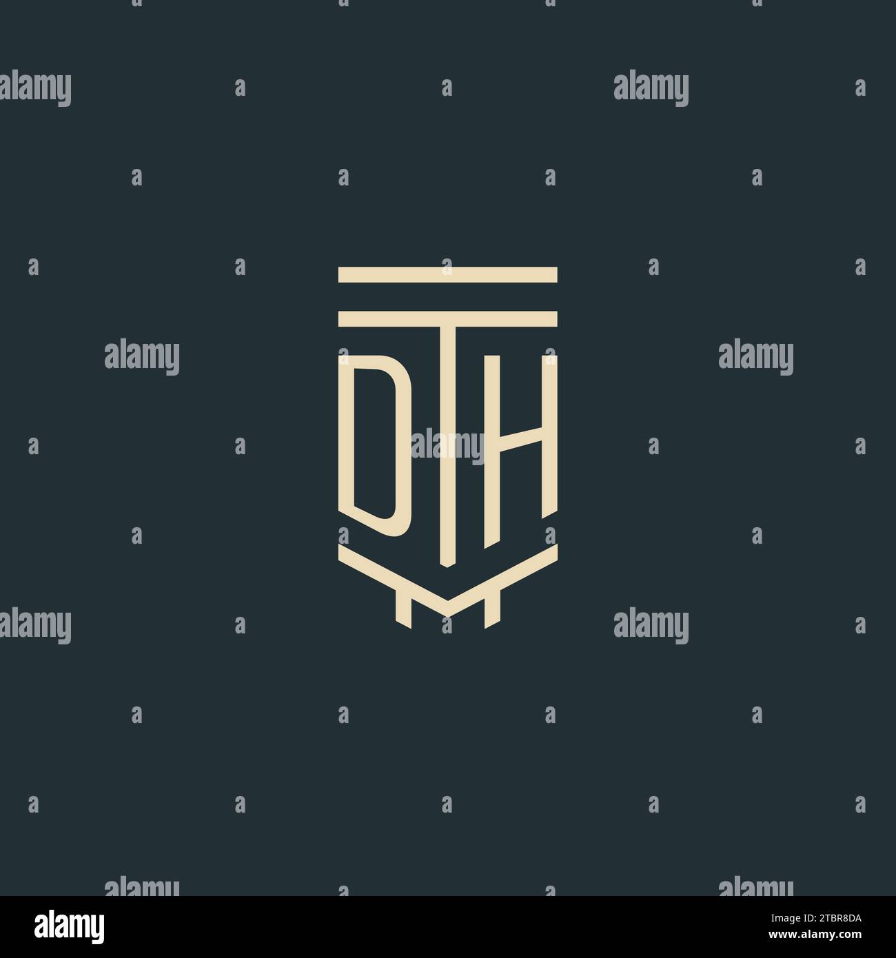 DH initial monogram with simple line art pillar logo design ideas Stock Vector