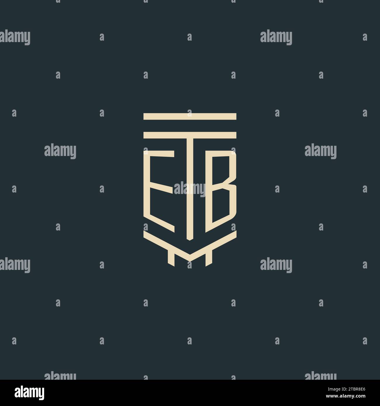EB initial monogram with simple line art pillar logo design ideas Stock Vector