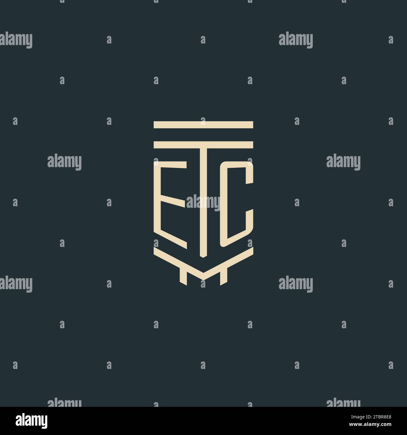 EC initial monogram with simple line art pillar logo design ideas Stock ...