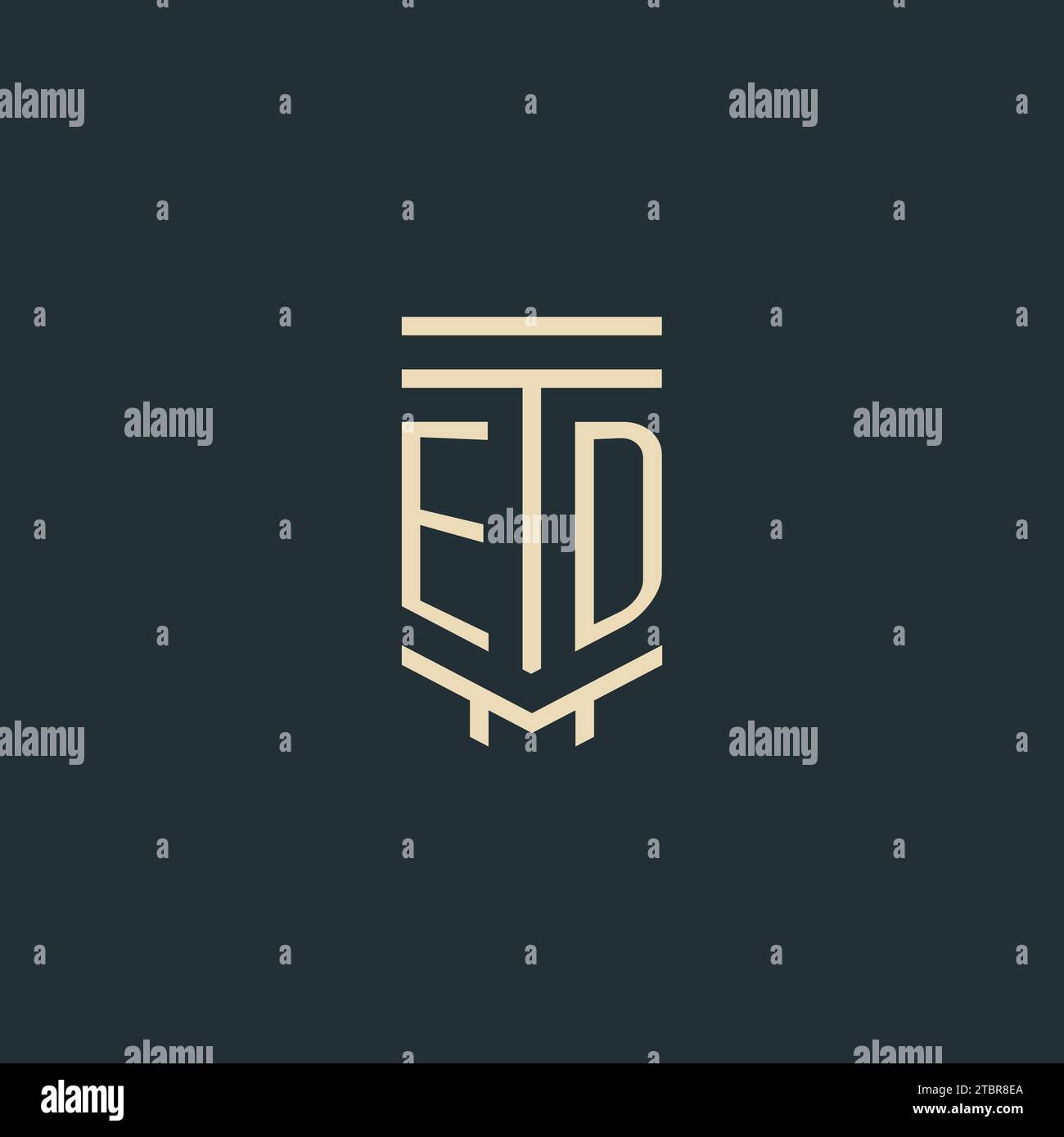 ED initial monogram with simple line art pillar logo design ideas Stock Vector