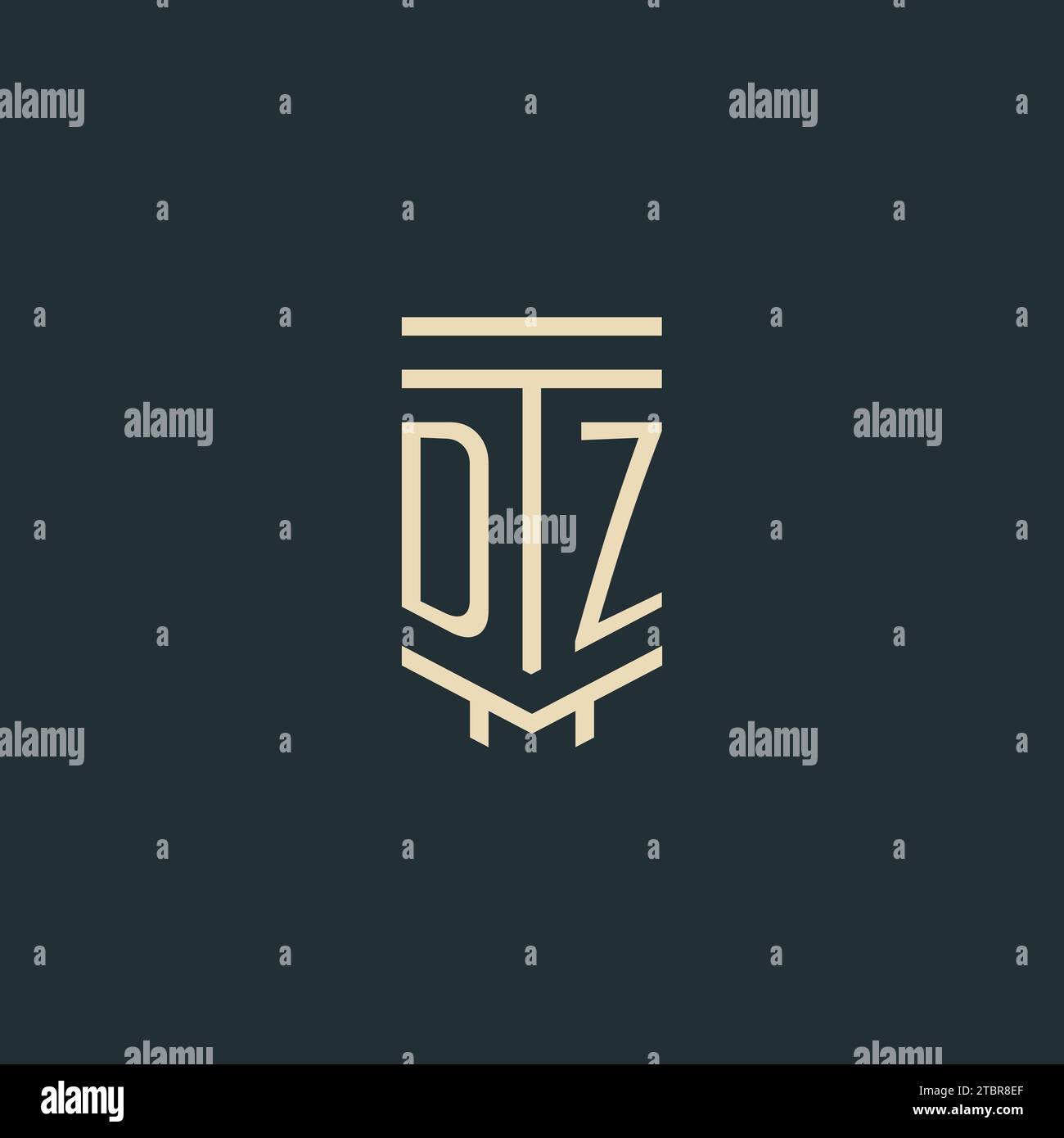 DZ initial monogram with simple line art pillar logo design ideas Stock Vector