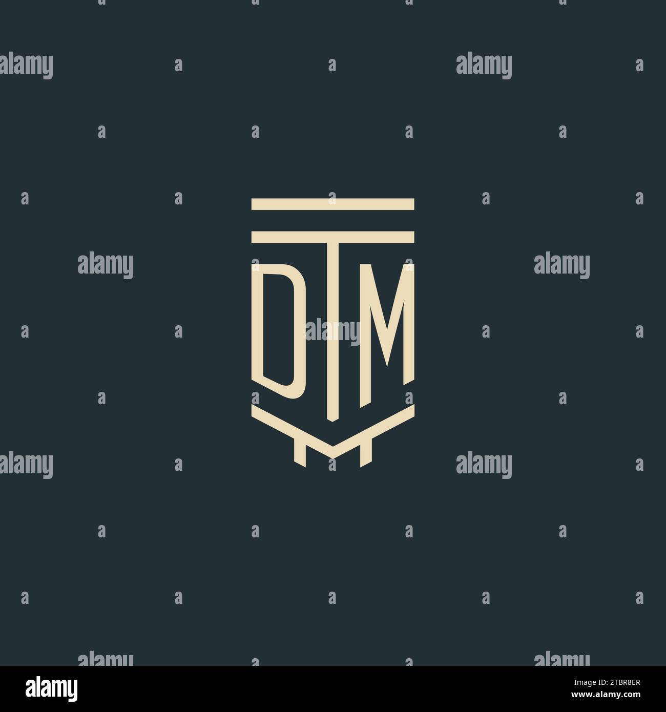 DM initial monogram with simple line art pillar logo design ideas Stock Vector