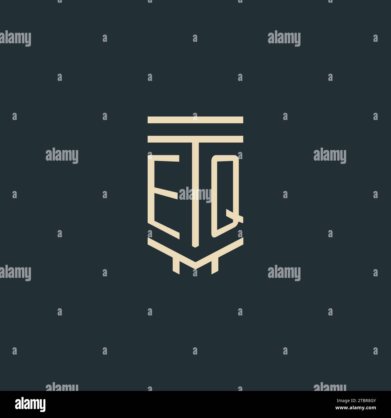 EQ initial monogram with simple line art pillar logo design ideas Stock ...