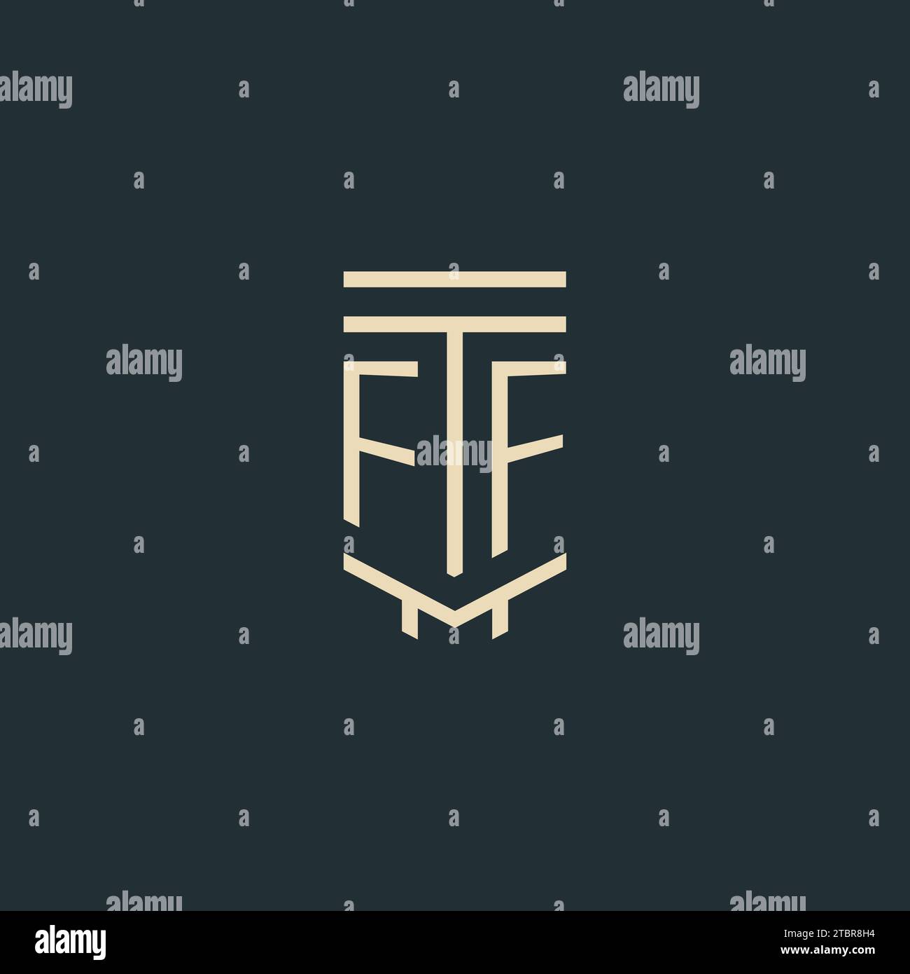 FF initial monogram with simple line art pillar logo design ideas Stock Vector