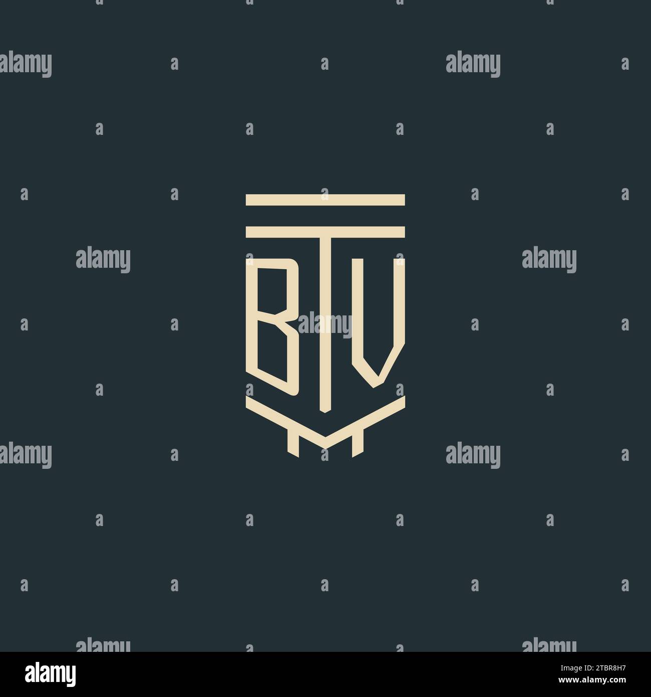 BV initial monogram with simple line art pillar logo design ideas Stock Vector