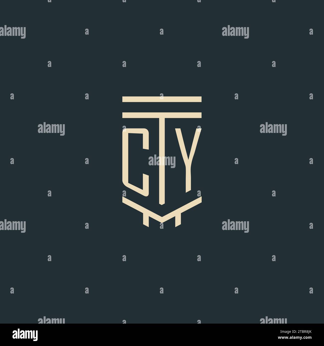 CY initial monogram with simple line art pillar logo design ideas Stock Vector