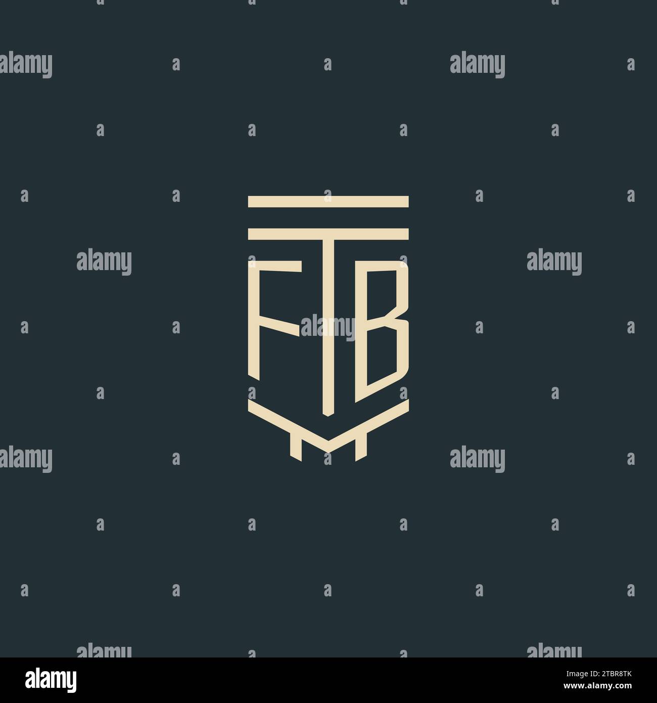 FB initial monogram with simple line art pillar logo design ideas Stock Vector