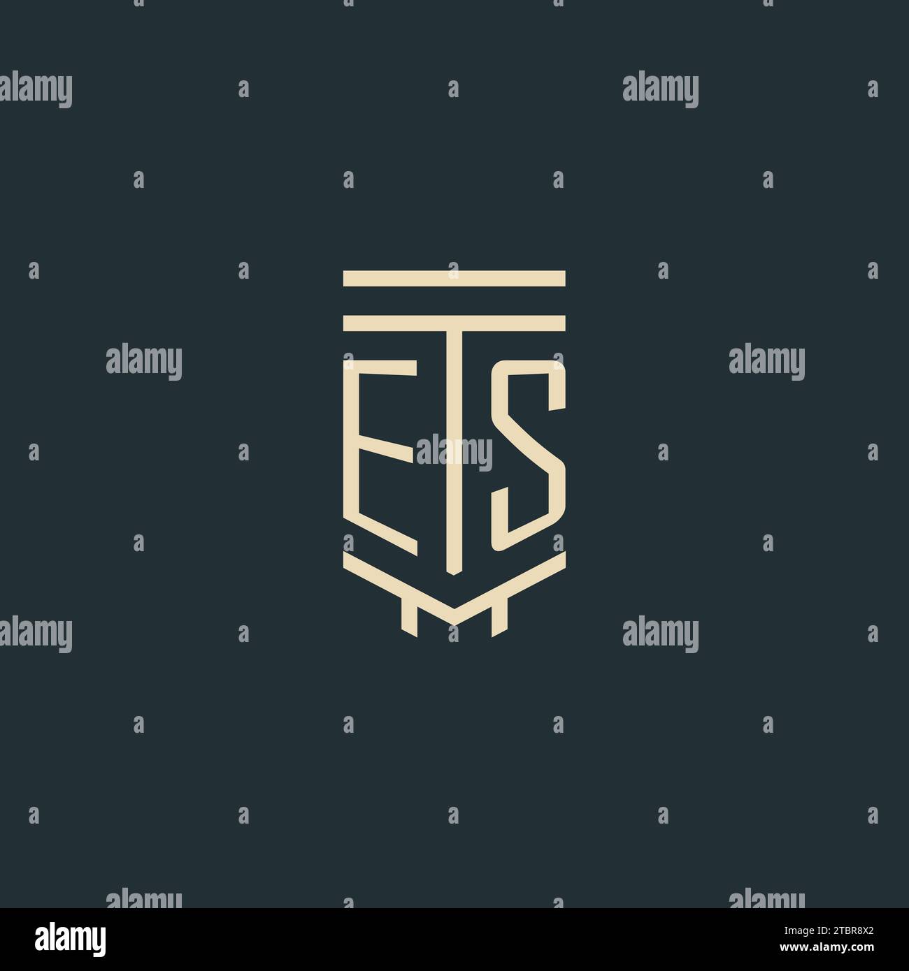ES initial monogram with simple line art pillar logo design ideas Stock Vector