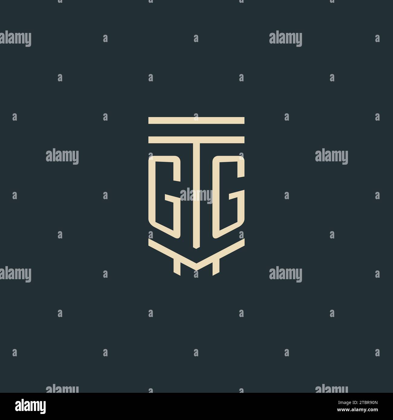 GG initial monogram with simple line art pillar logo design ideas Stock Vector