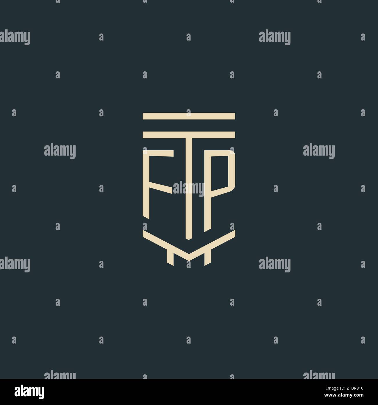 FP initial monogram with simple line art pillar logo design ideas Stock ...