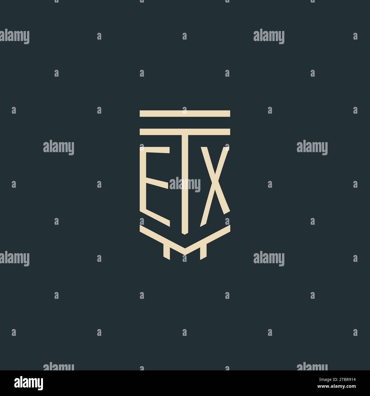 EX initial monogram with simple line art pillar logo design ideas Stock Vector