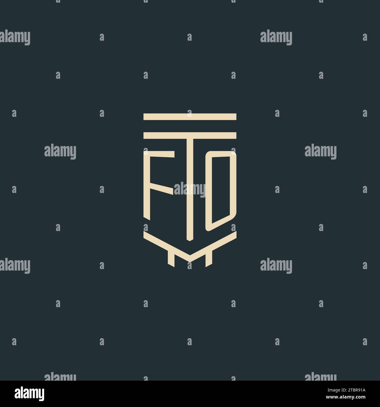 FO initial monogram with simple line art pillar logo design ideas Stock Vector