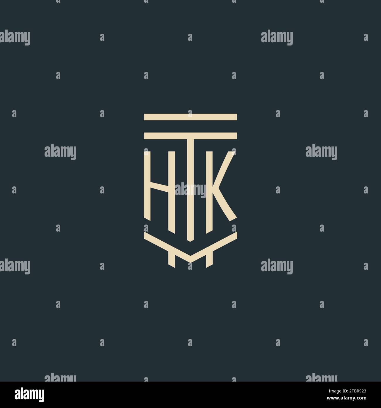 HK initial monogram with simple line art pillar logo design ideas Stock Vector