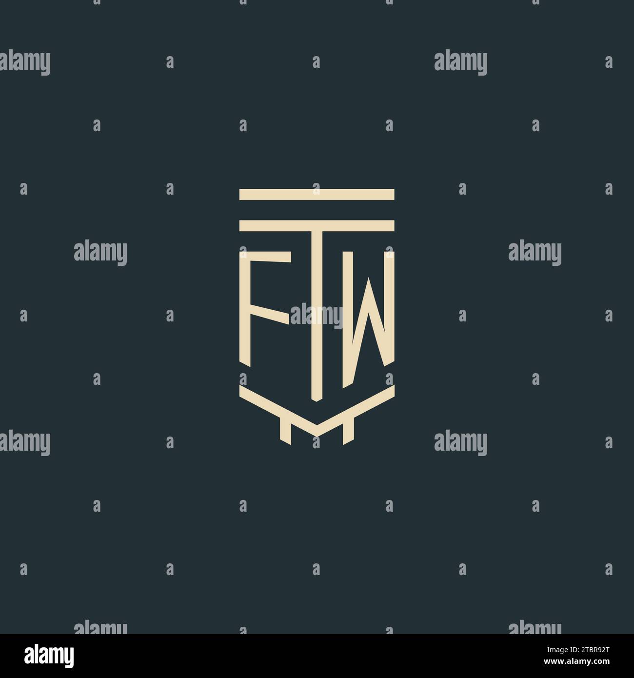 FW initial monogram with simple line art pillar logo design ideas Stock Vector