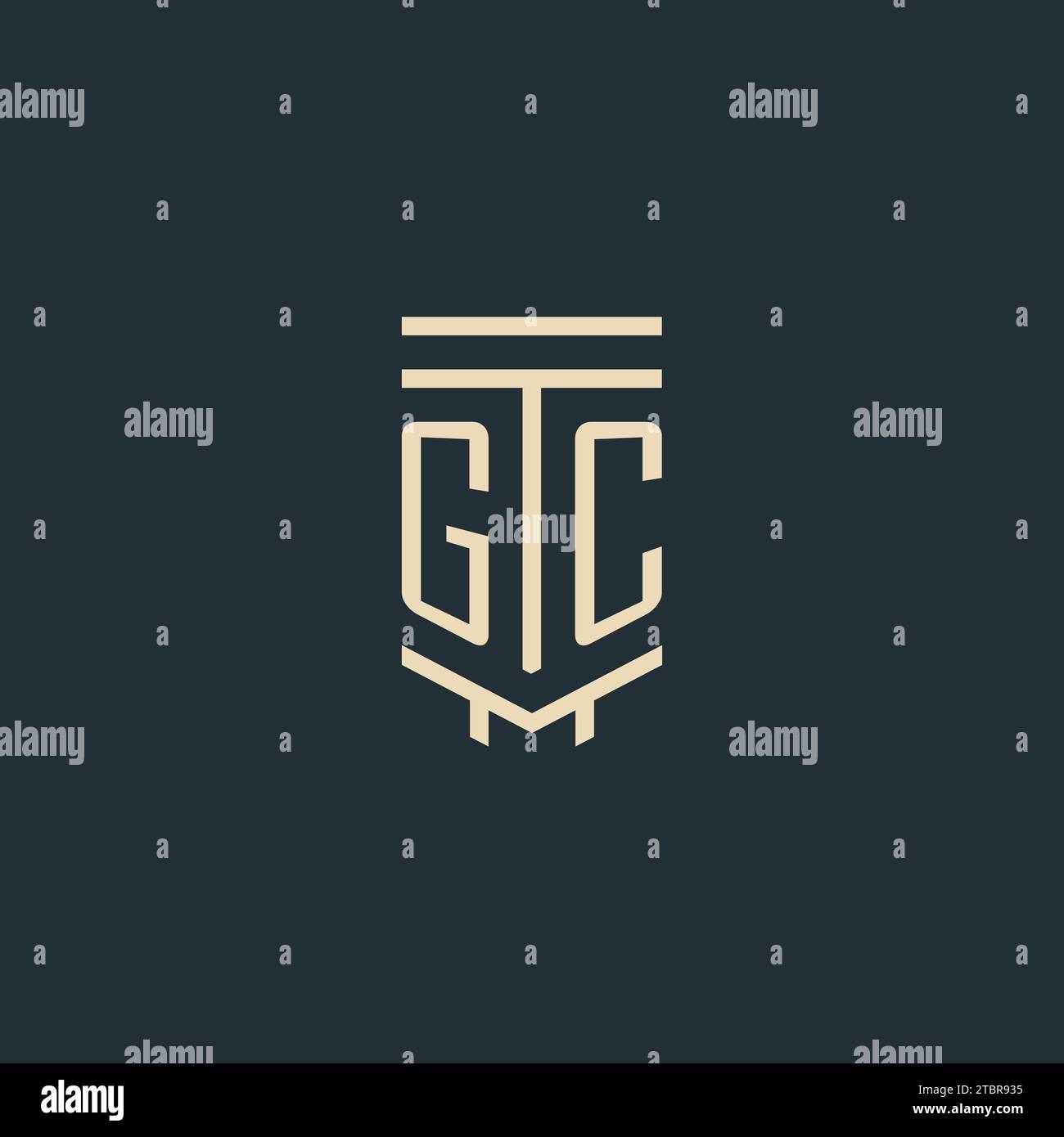 GC initial monogram with simple line art pillar logo design ideas Stock Vector