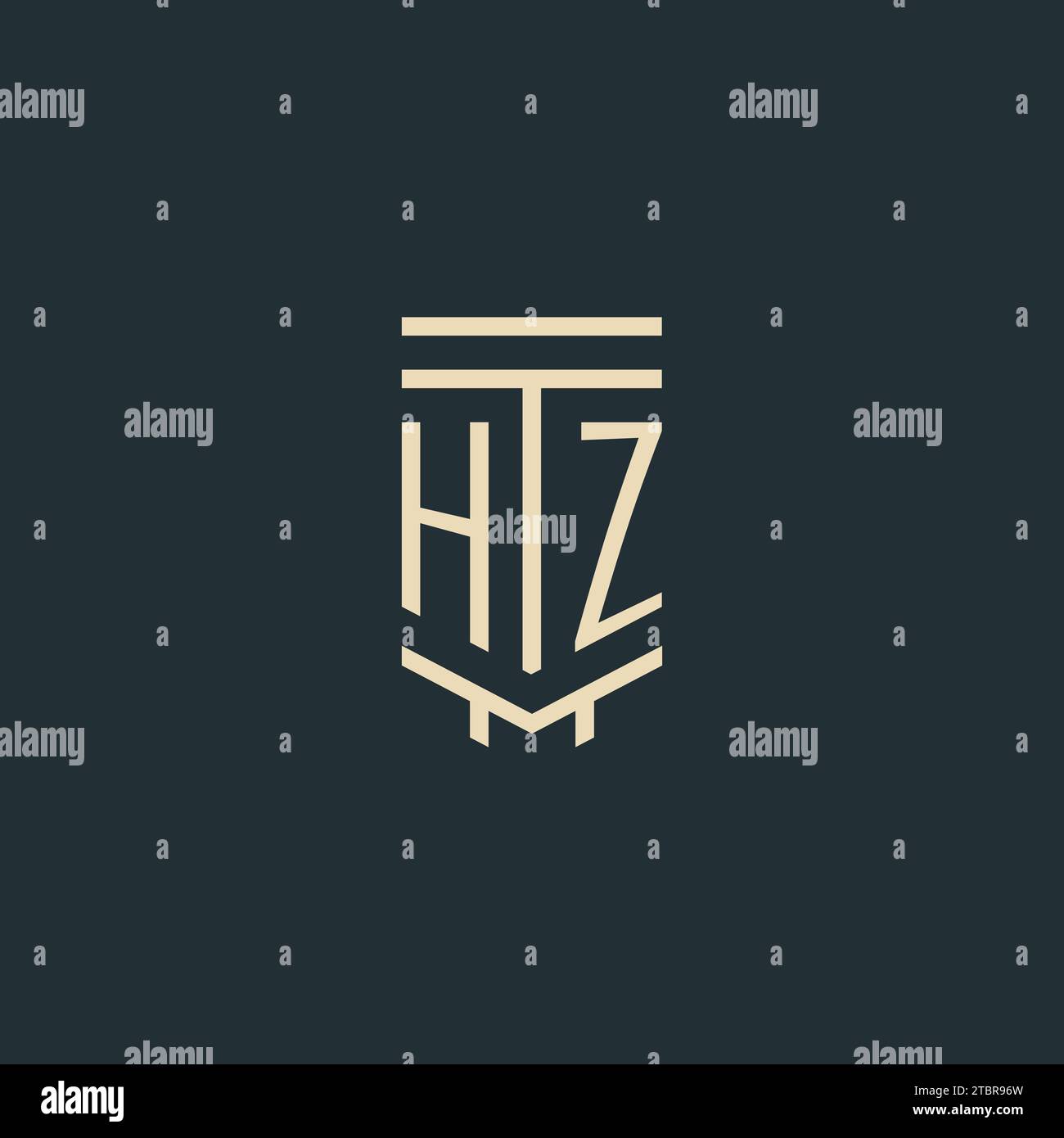 HZ initial monogram with simple line art pillar logo design ideas Stock ...