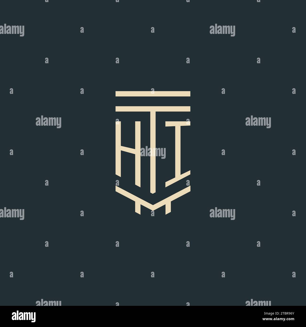 HI initial monogram with simple line art pillar logo design ideas Stock ...