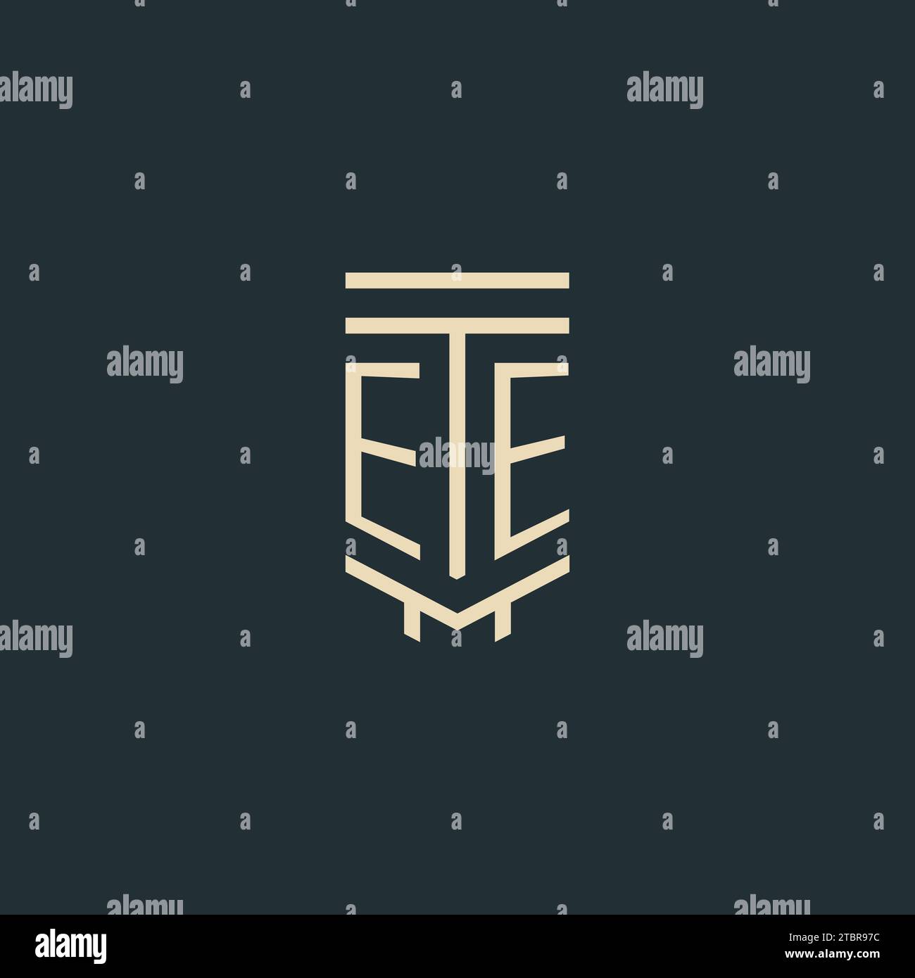 EE initial monogram with simple line art pillar logo design ideas Stock Vector