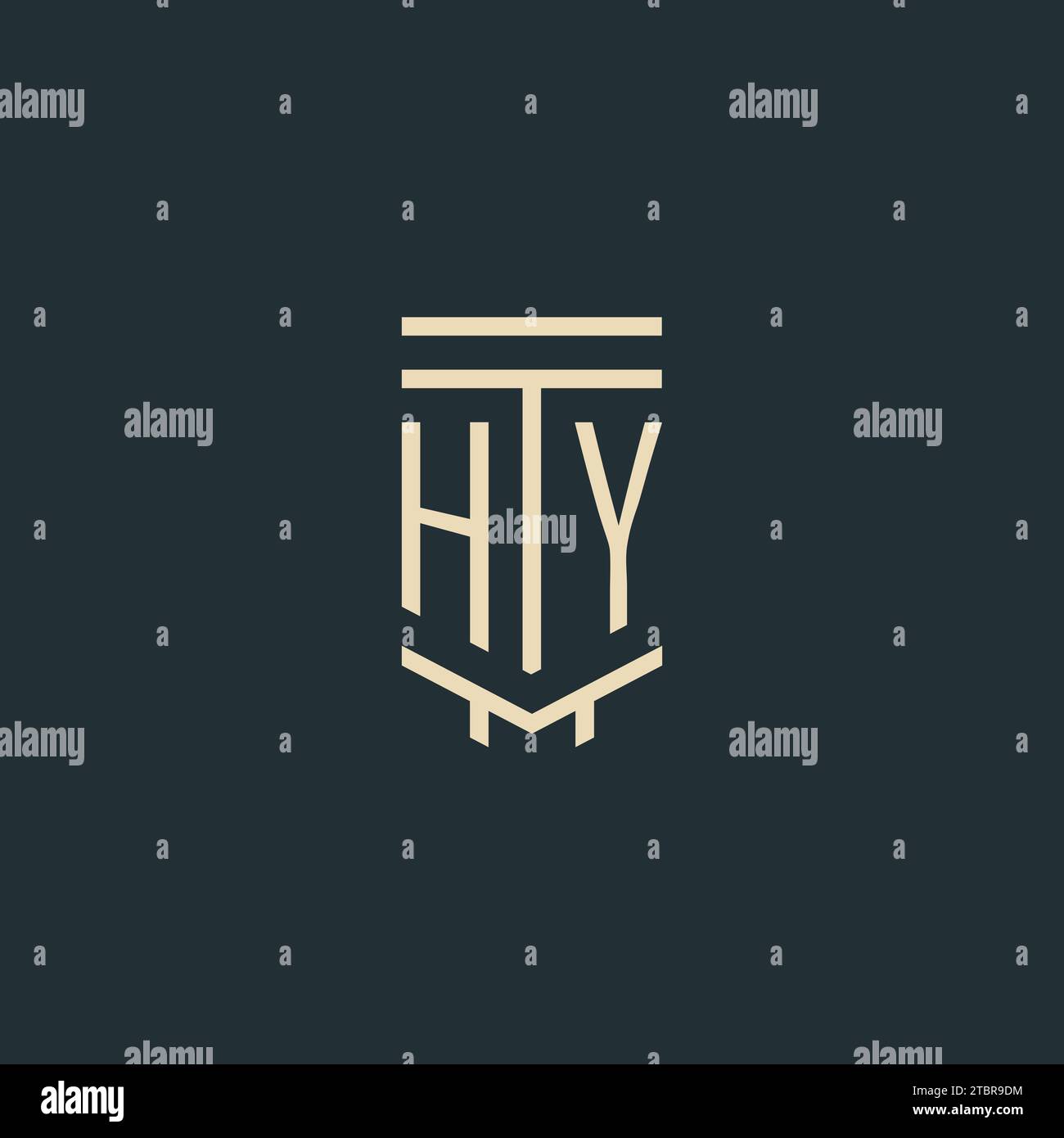 HY initial monogram with simple line art pillar logo design ideas Stock Vector