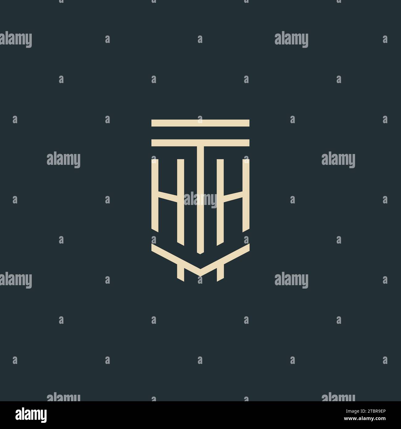 HH initial monogram with simple line art pillar logo design ideas Stock Vector