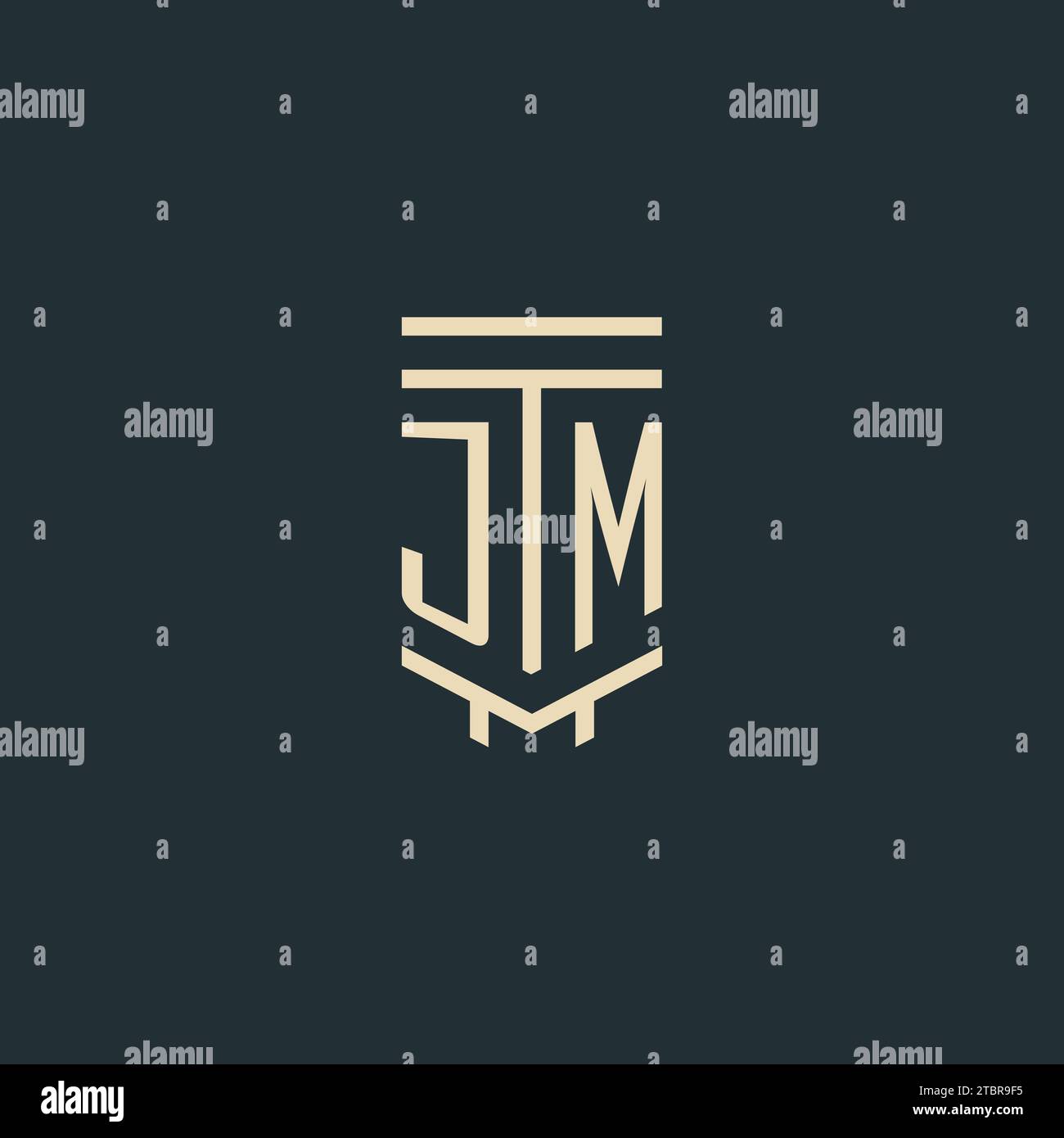 JM initial monogram with simple line art pillar logo design ideas Stock Vector