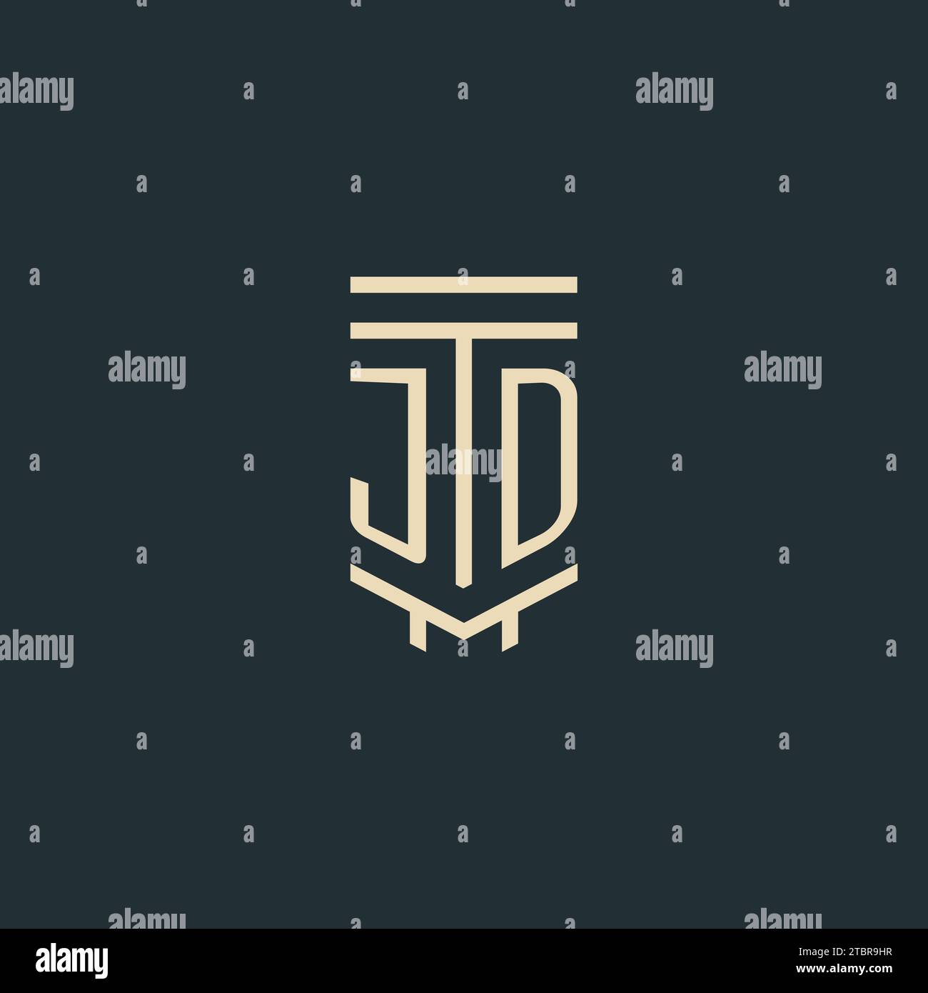 JD initial monogram with simple line art pillar logo design ideas Stock Vector