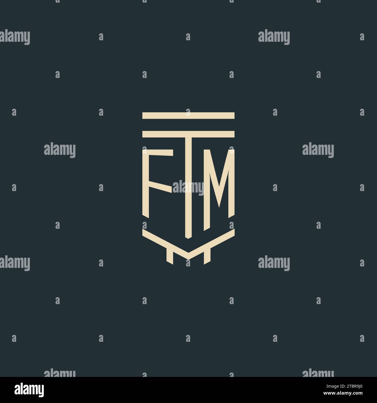 FM initial monogram with simple line art pillar logo design ideas Stock Vector