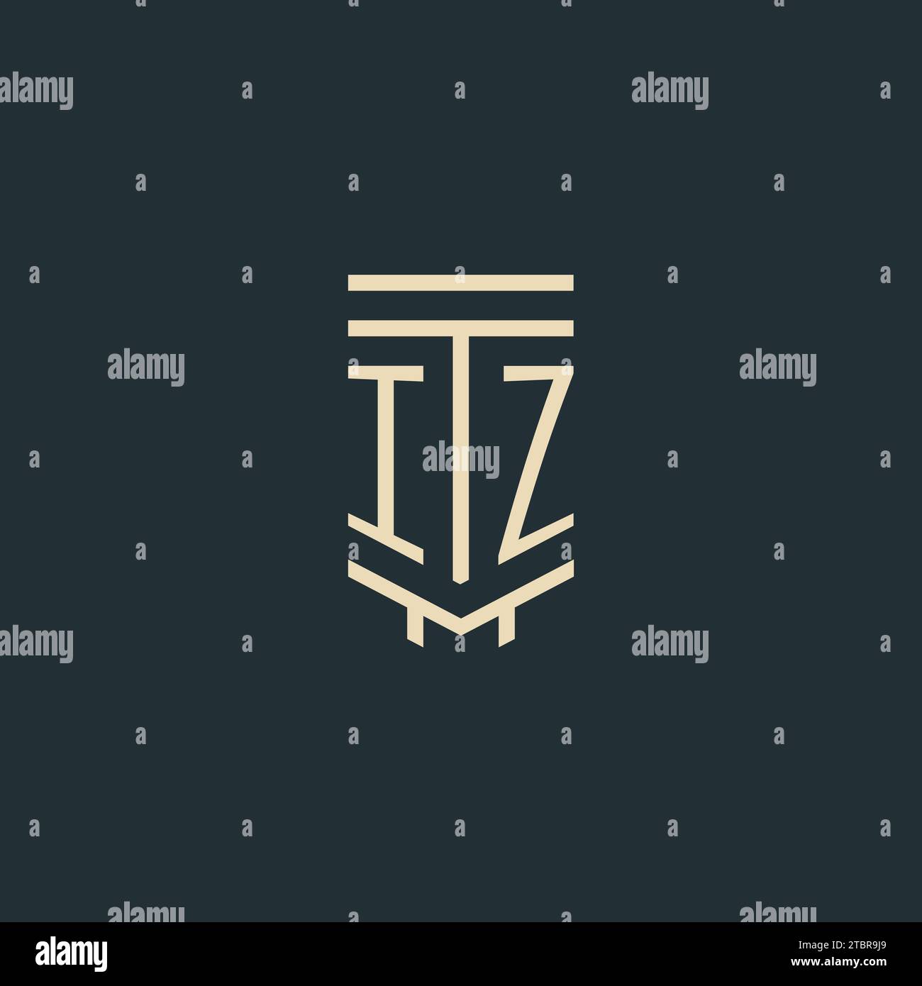 IZ initial monogram with simple line art pillar logo design ideas Stock Vector