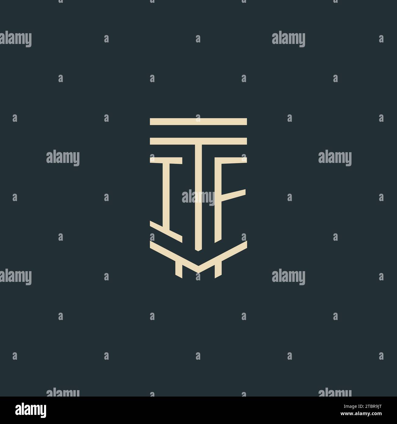 IF initial monogram with simple line art pillar logo design ideas Stock Vector