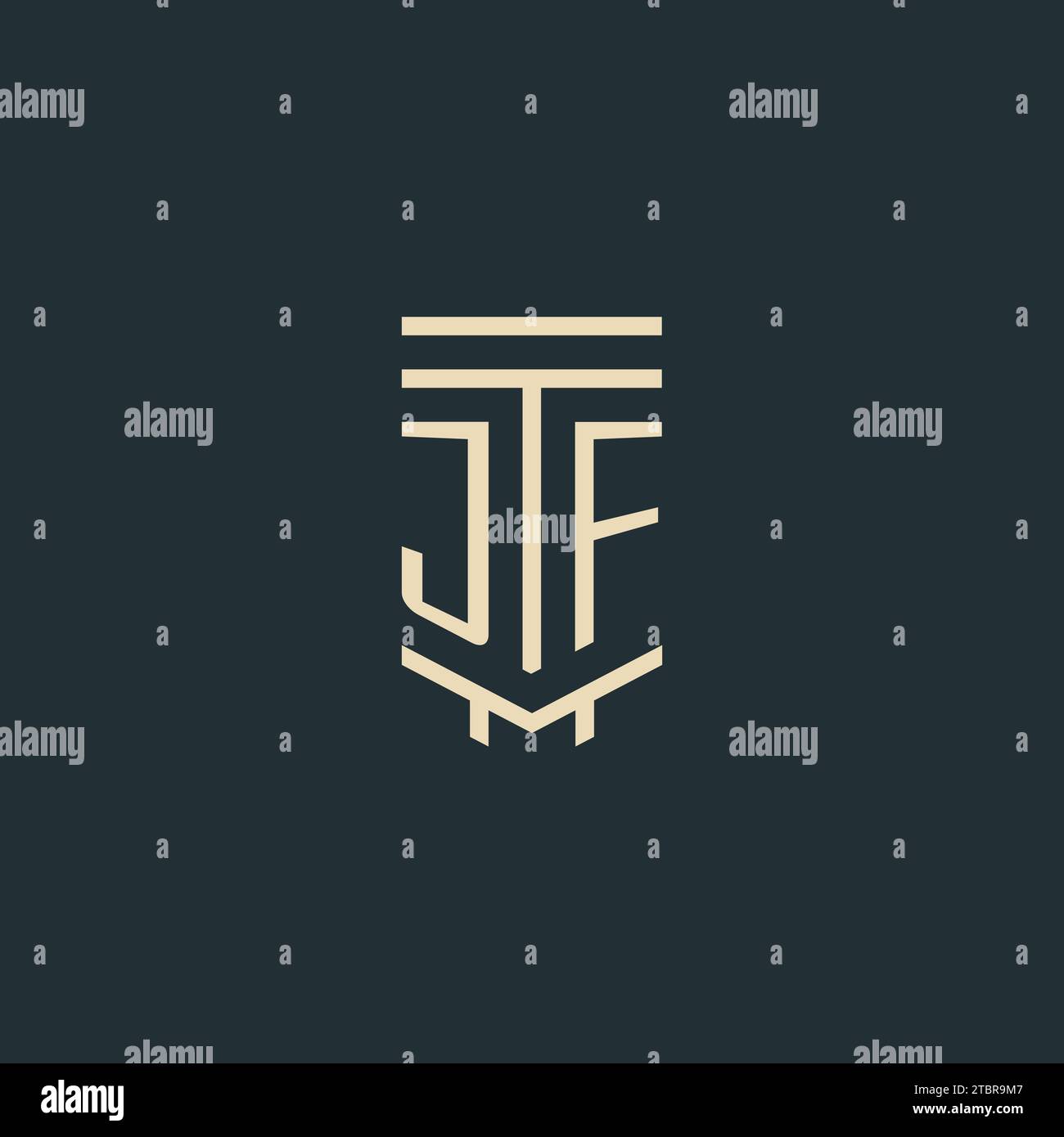 JF initial monogram with simple line art pillar logo design ideas Stock Vector