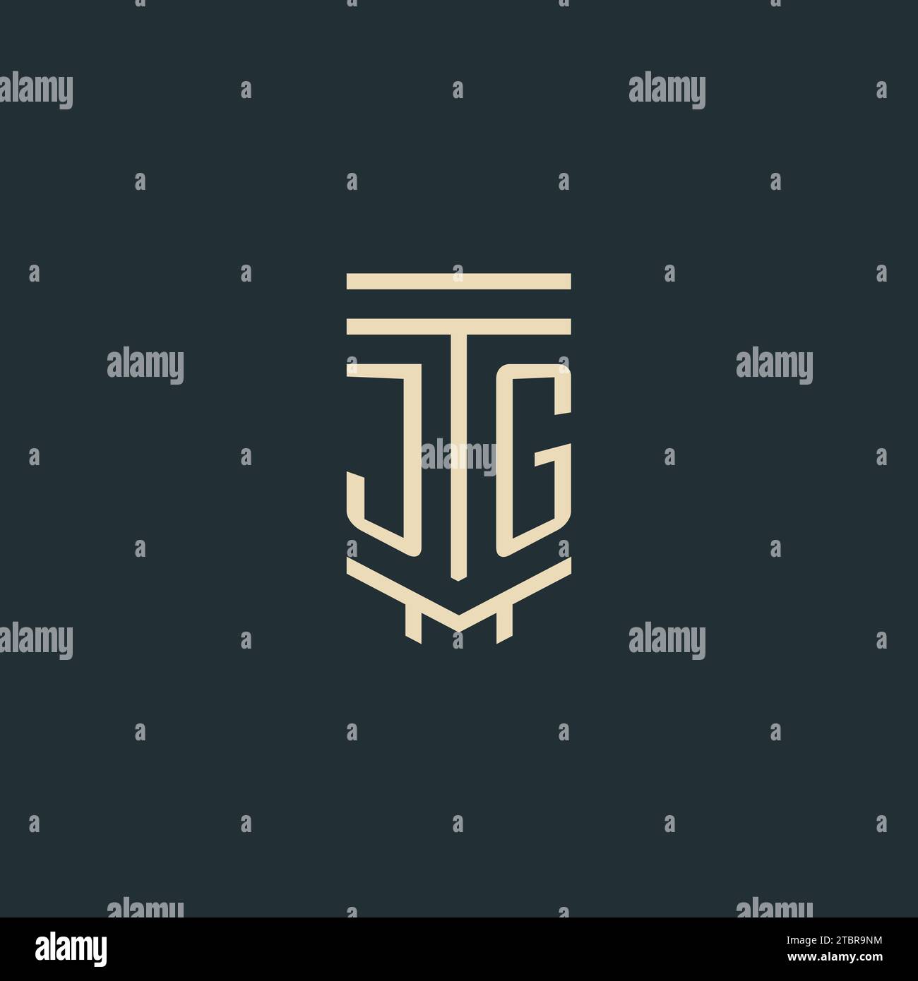 JG initial monogram with simple line art pillar logo design ideas Stock ...