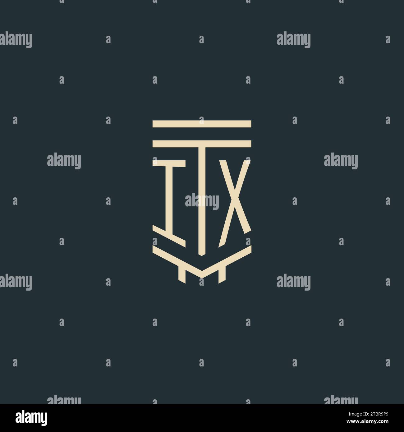 IX initial monogram with simple line art pillar logo design ideas Stock Vector
