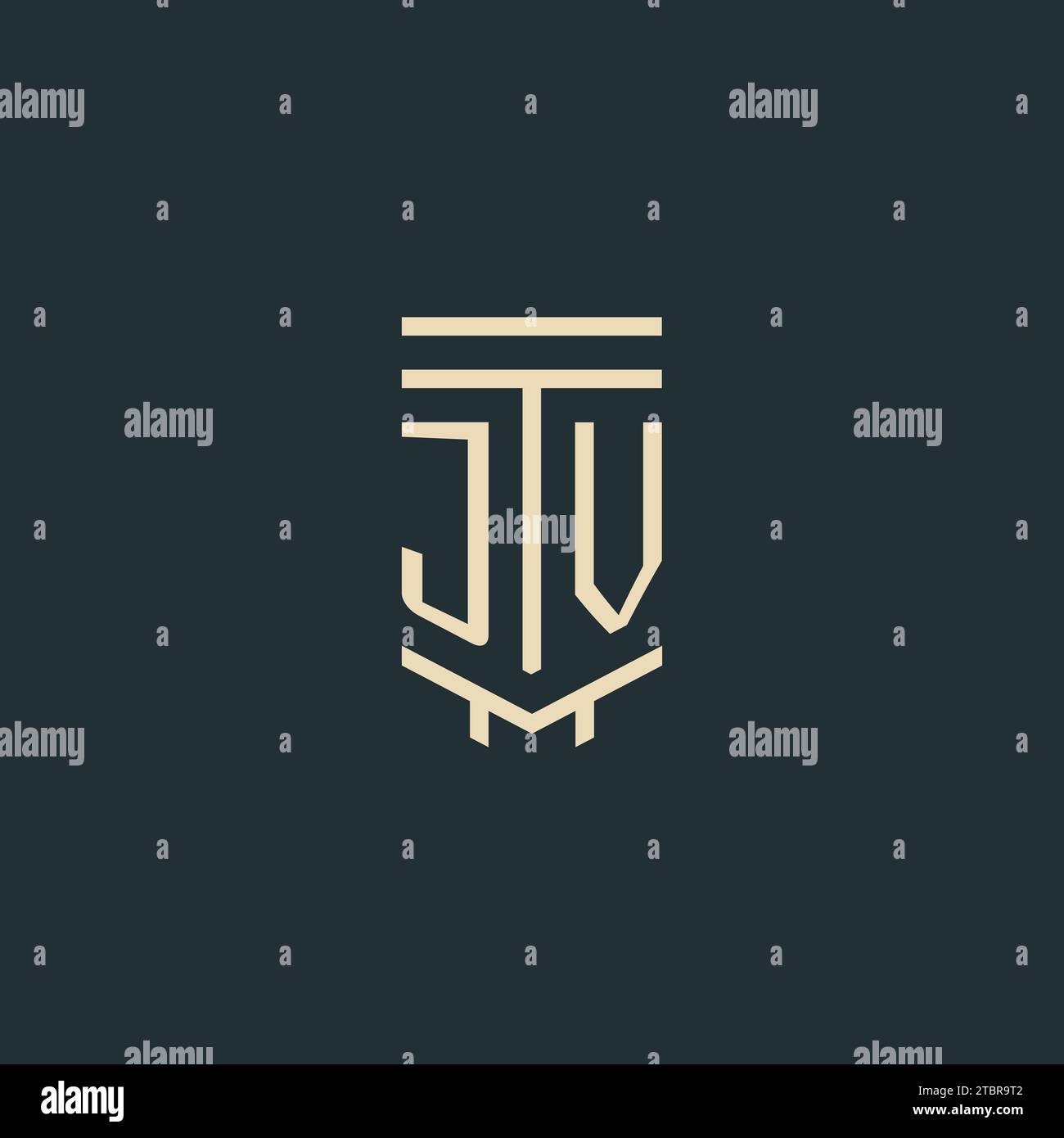 JV initial monogram with simple line art pillar logo design ideas Stock Vector