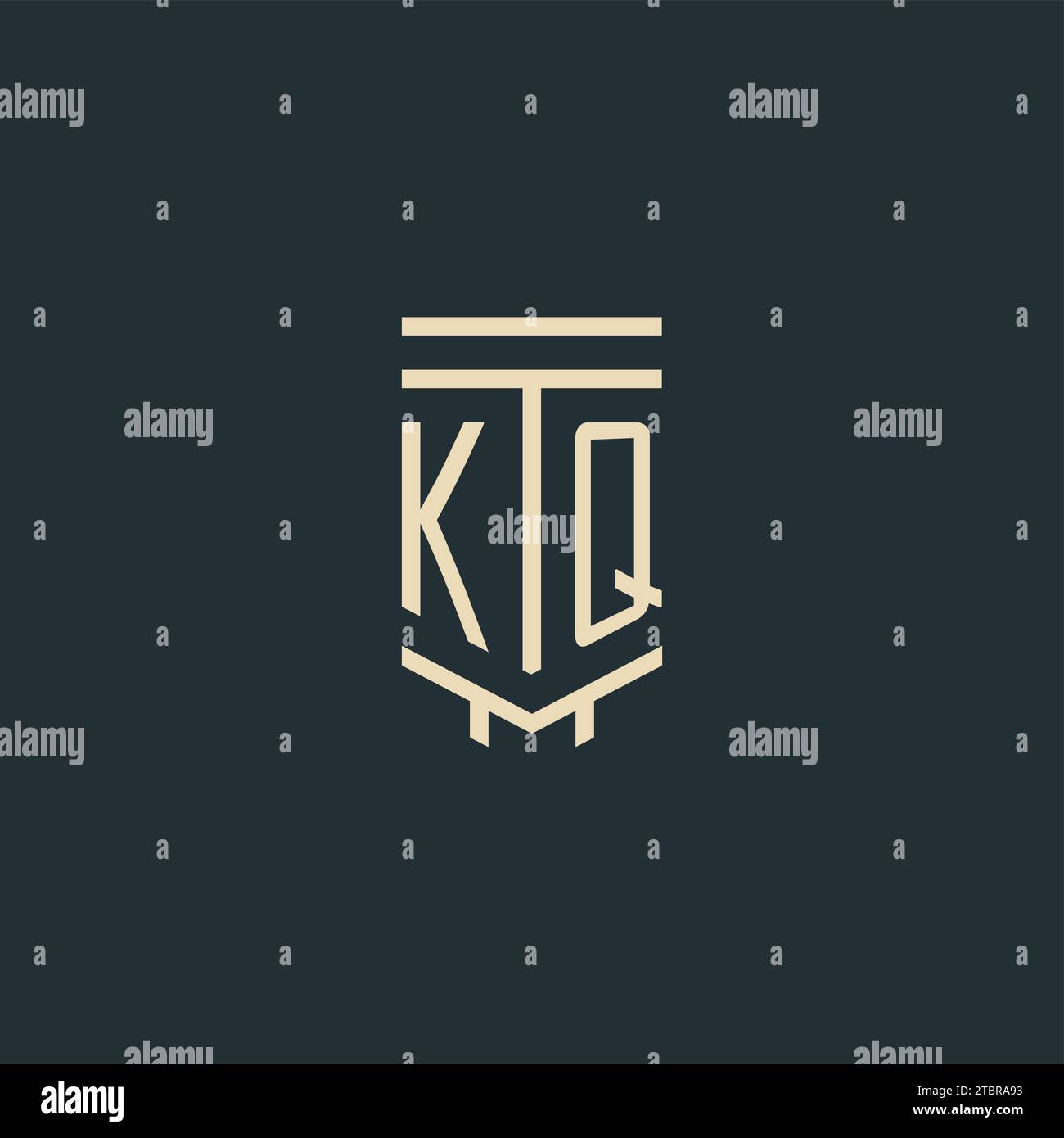 KQ initial monogram with simple line art pillar logo design ideas Stock Vector