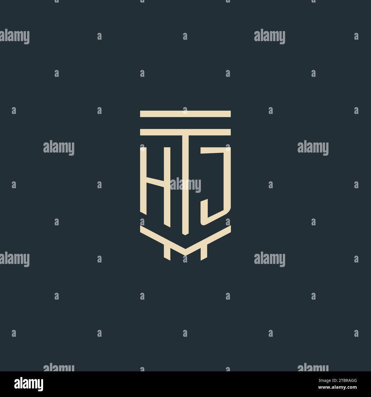HJ initial monogram with simple line art pillar logo design ideas Stock ...