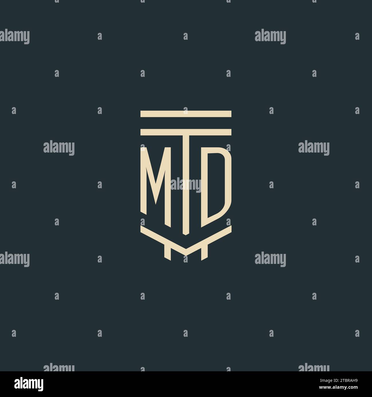 MD initial monogram with simple line art pillar logo design ideas Stock Vector